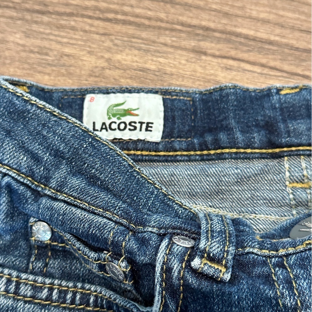 New! Lacoste Girls 8 Denim Jean Skirt with Alligator Detailing on Back Pockets - Picture 5 of 9
